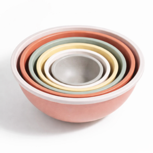 Utenzo White Rimmed Ceramic Mixing & Serving Bowls, Set of 6