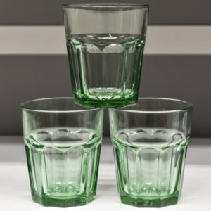 Moss Green Ribbed Stackable Double Old-Fashioned Glass